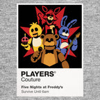 Five Nights at Freddy's Freddy Fazbear and the animatronic band beneath the fading neon of the abandoned pizzeria Icon Frame artwork in grey