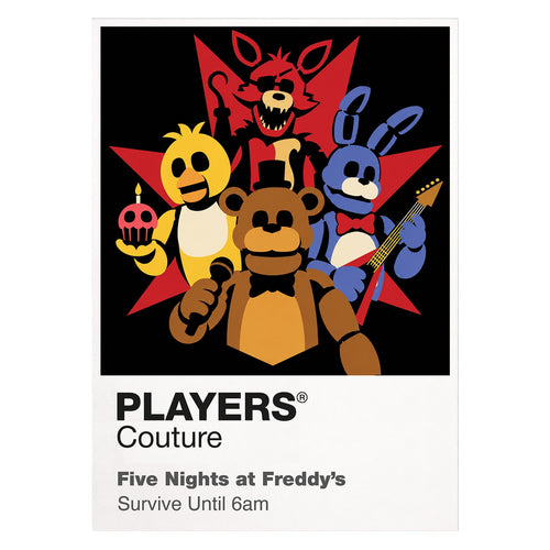 Five Nights at Freddy's Freddy Fazbear and the animatronic band beneath the fading neon of the abandoned pizzeria Icon Frame artwork on white