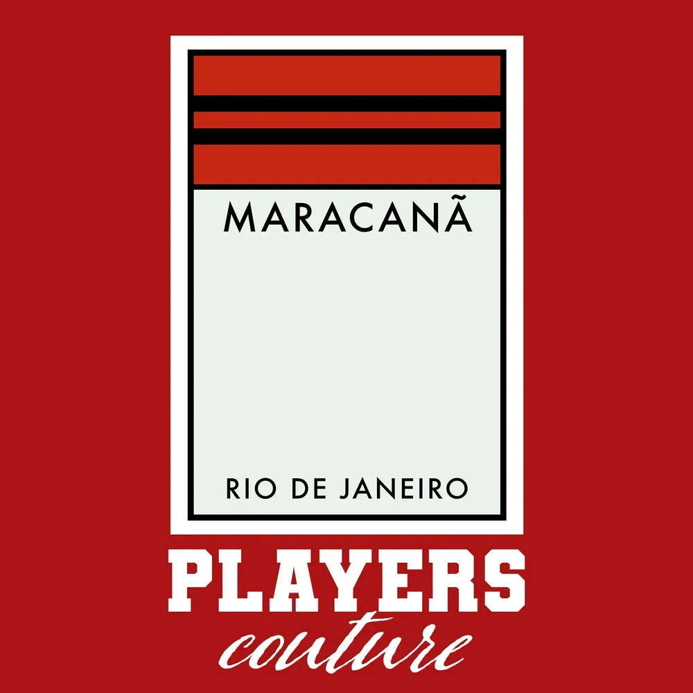 Flamengo Monopoly Card t-shirt – red men's t-shirt with white Flamengo Monopoly Card letters and Players Couture logo on the