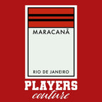 Flamengo Monopoly Card t-shirt – red men's t-shirt with white Flamengo Monopoly Card letters and Players Couture logo on the