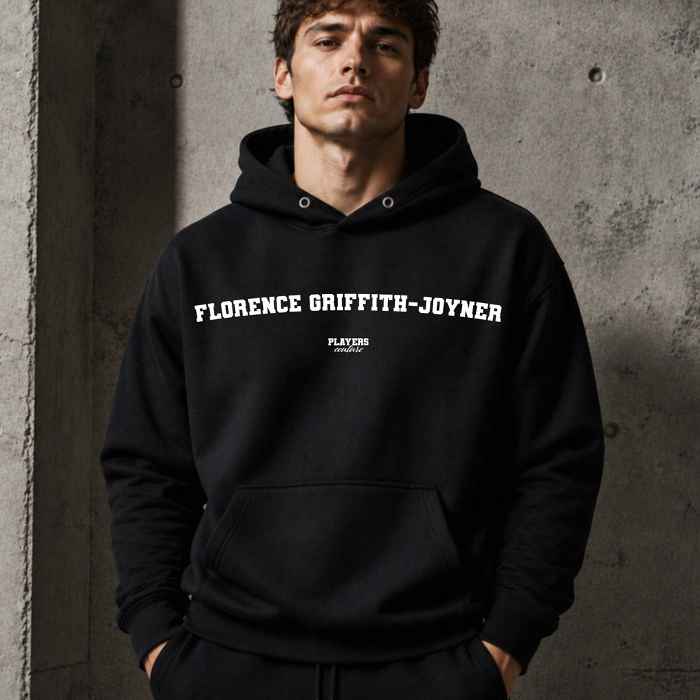 florence-griffith-joyner name-print hoodie - black