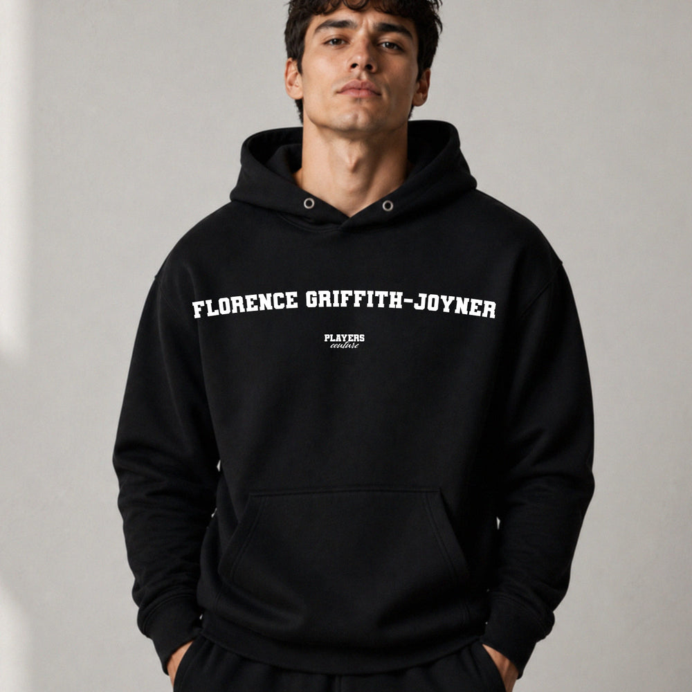 florence-griffith-joyner name-print hoodie - black