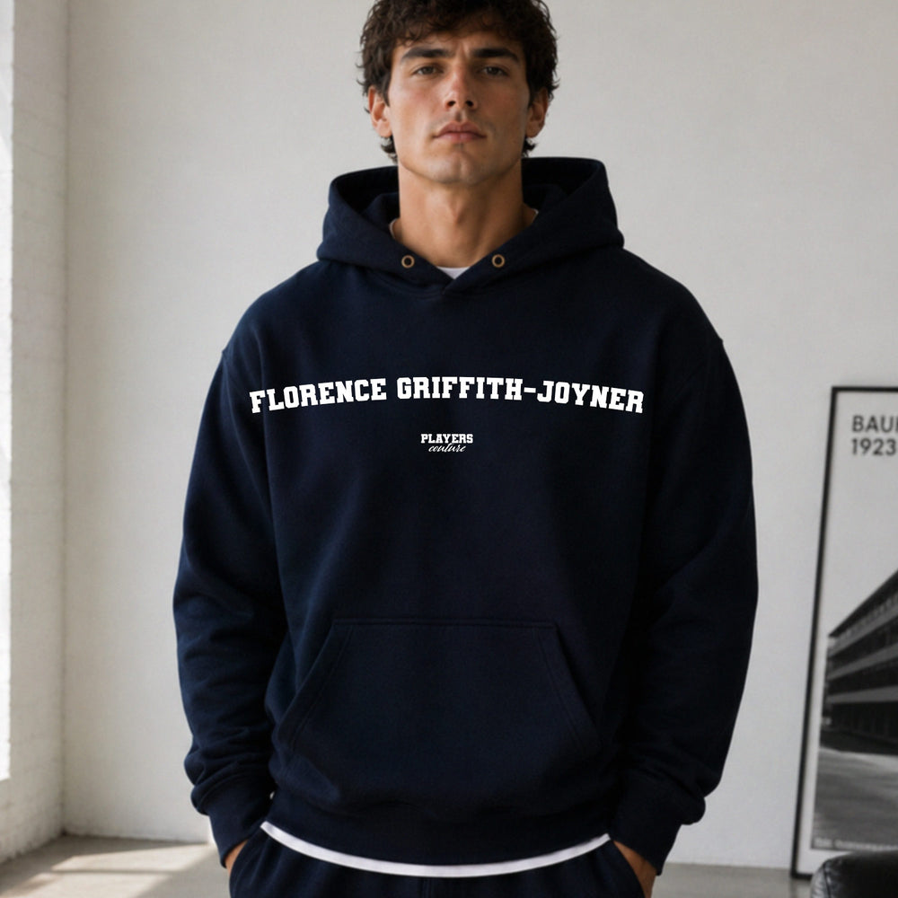 florence-griffith-joyner name-print hoodie - navy