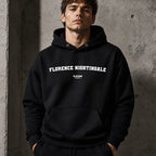 florence-nightingale name-print hoodie - black