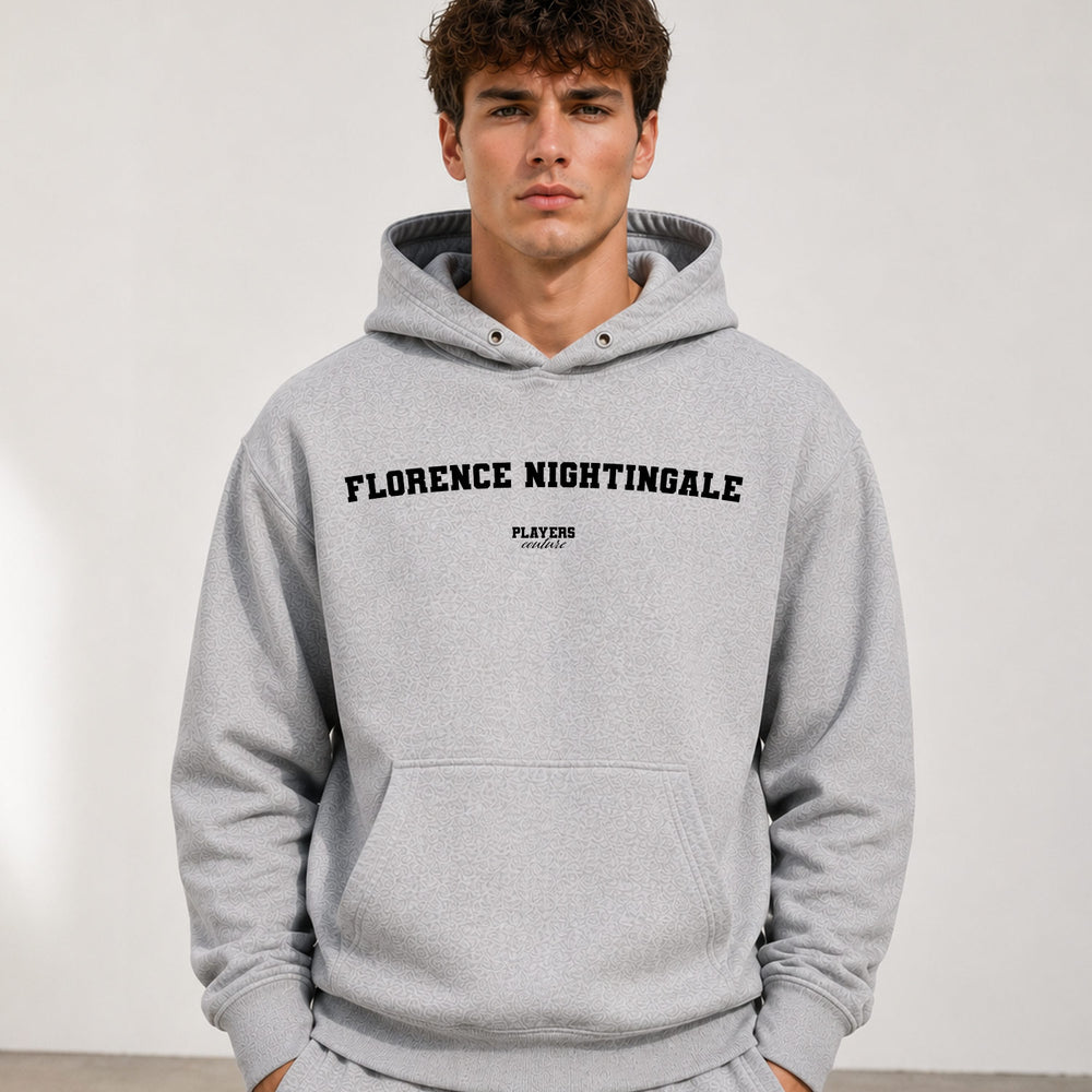 florence-nightingale name-print hoodie - grey