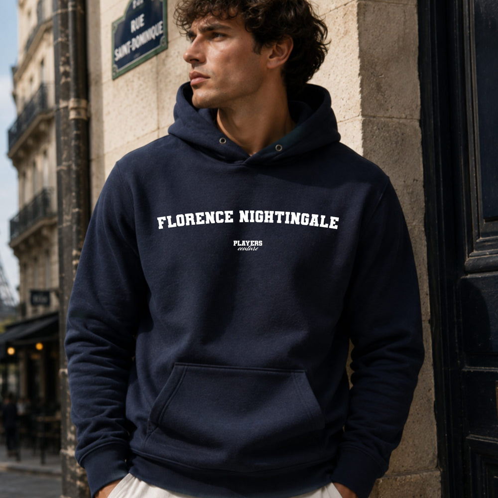 florence-nightingale name-print hoodie - navy