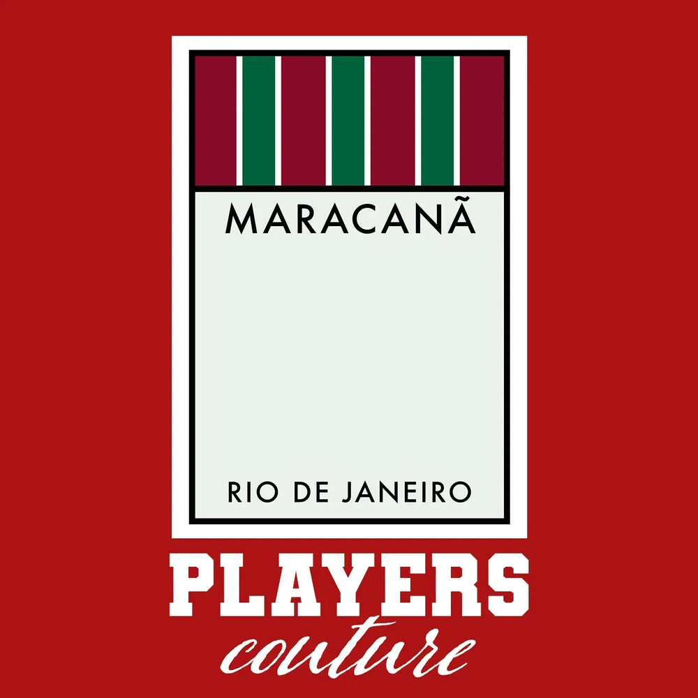 Fluminense Monopoly Card hoodie – red men's hoodie with white Fluminense Monopoly Card letters and Players Couture logo on