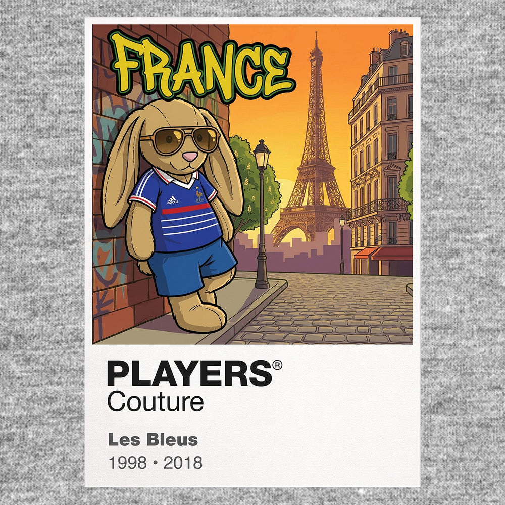 France Football Cool Bunny Kids Hoodie – France football cool bunny artwork close-up on Gray – Players Couture