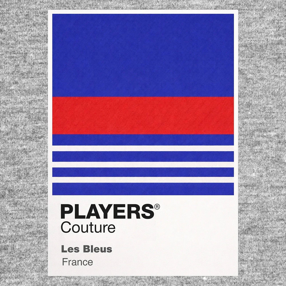 France 98 Classic Football Shirt Colours Frame Men's T-Shirt – grey close-up detail shot of the France 98 Players Couture