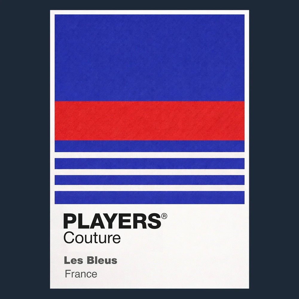 France 98 Classic Football Shirt Colours Frame Men's T-Shirt – navy close-up detail shot of the France 98 Players Couture