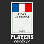 France Monopoly Card t-shirt – black men's t-shirt with white France Monopoly Card letters and Players Couture logo on the