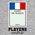 France Monopoly Card t-shirt – grey men's t-shirt with black France Monopoly Card letters and Players Couture logo on the