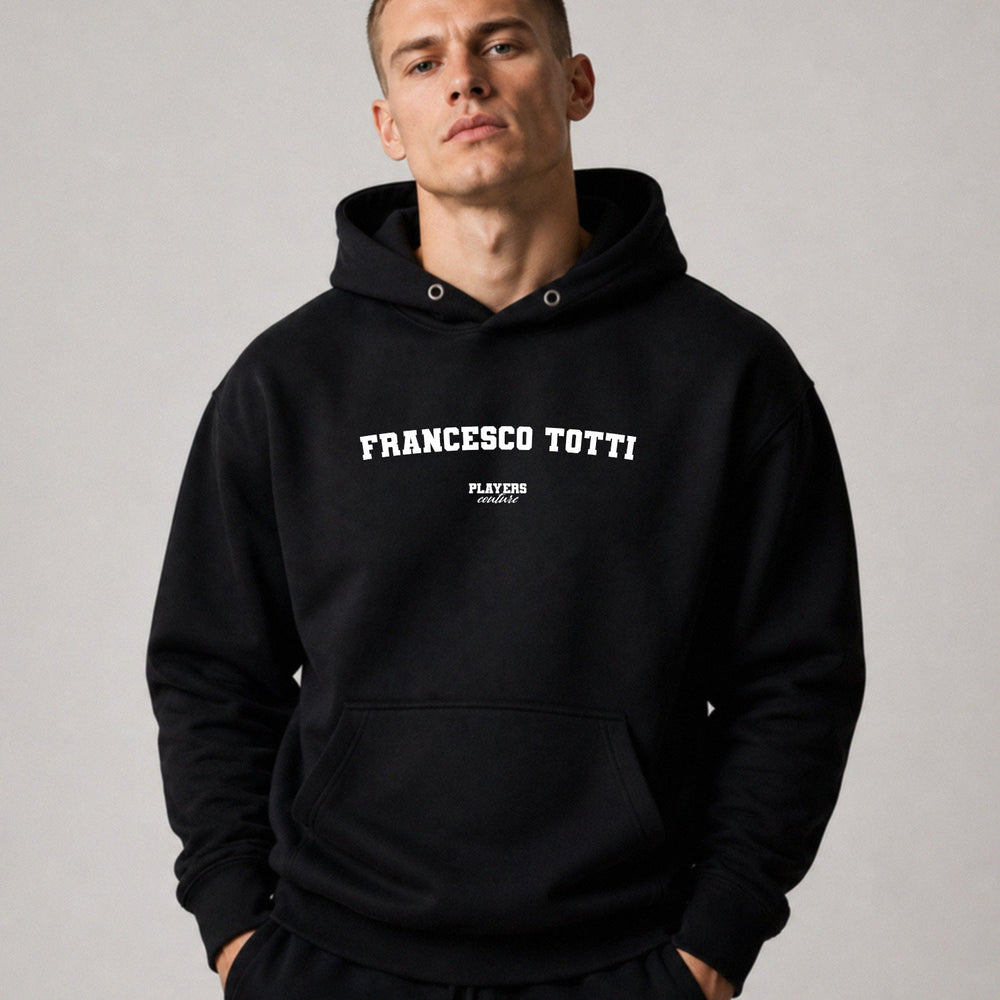 francesco-totti name-print hoodie - black