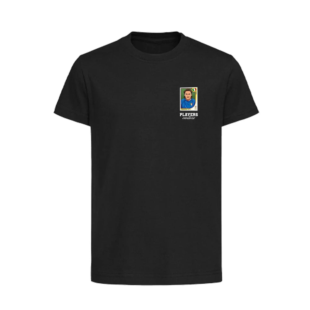 Francesco Totti World Cup Sticker Kids T-Shirt – francesco totti sticker kids black tshirt Players Couture design
