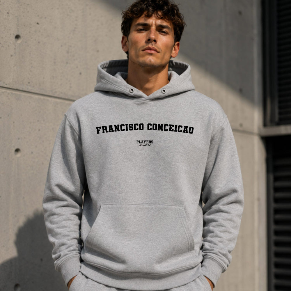 francisco-conceicao name-print hoodie - grey