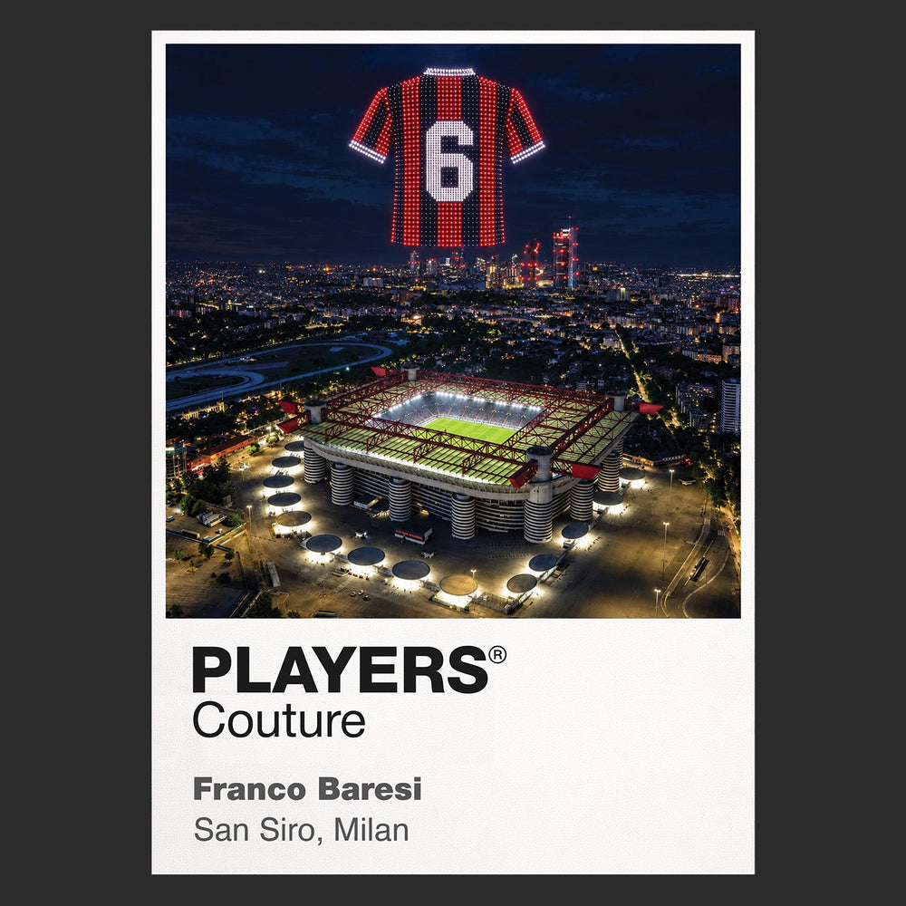 Franco Baresi AC Milan number 6 Icons in Lights Frame artwork in black