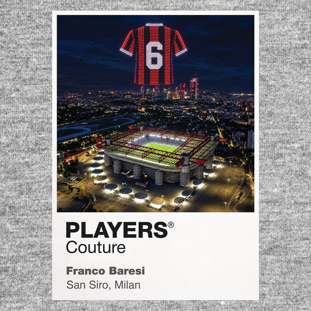 Franco Baresi AC Milan number 6 Icons in Lights Frame artwork in grey
