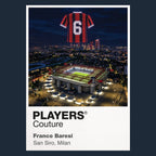 Franco Baresi AC Milan number 6 Icons in Lights Frame artwork in navy