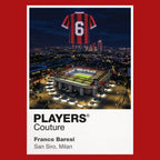 Franco Baresi AC Milan number 6 Icons in Lights Frame artwork in red