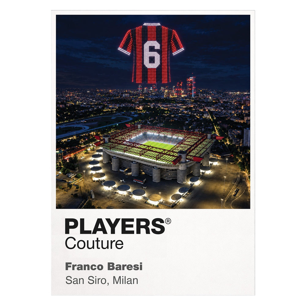Franco Baresi AC Milan number 6 Icons in Lights Frame artwork in white