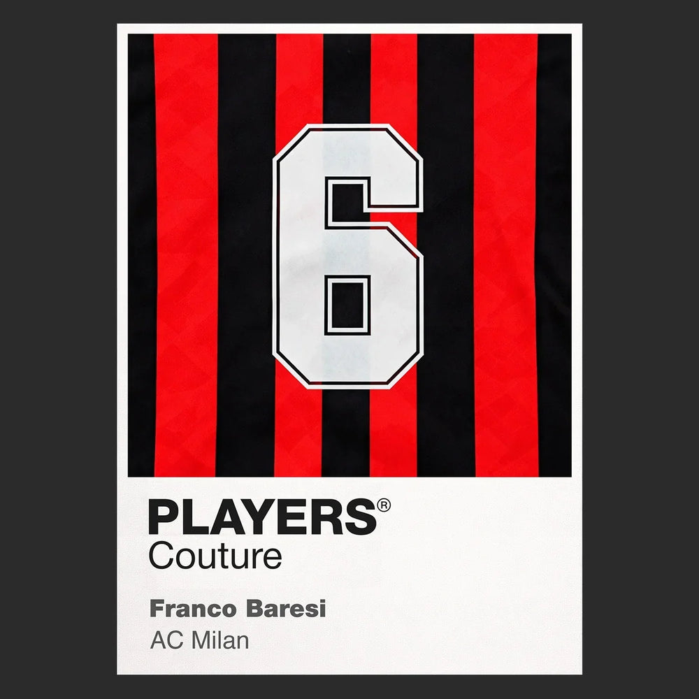Franco Baresi 6 Football Shirt Frame Men's Hoodie – black close-up detail shot of the Franco Baresi Players Couture logo