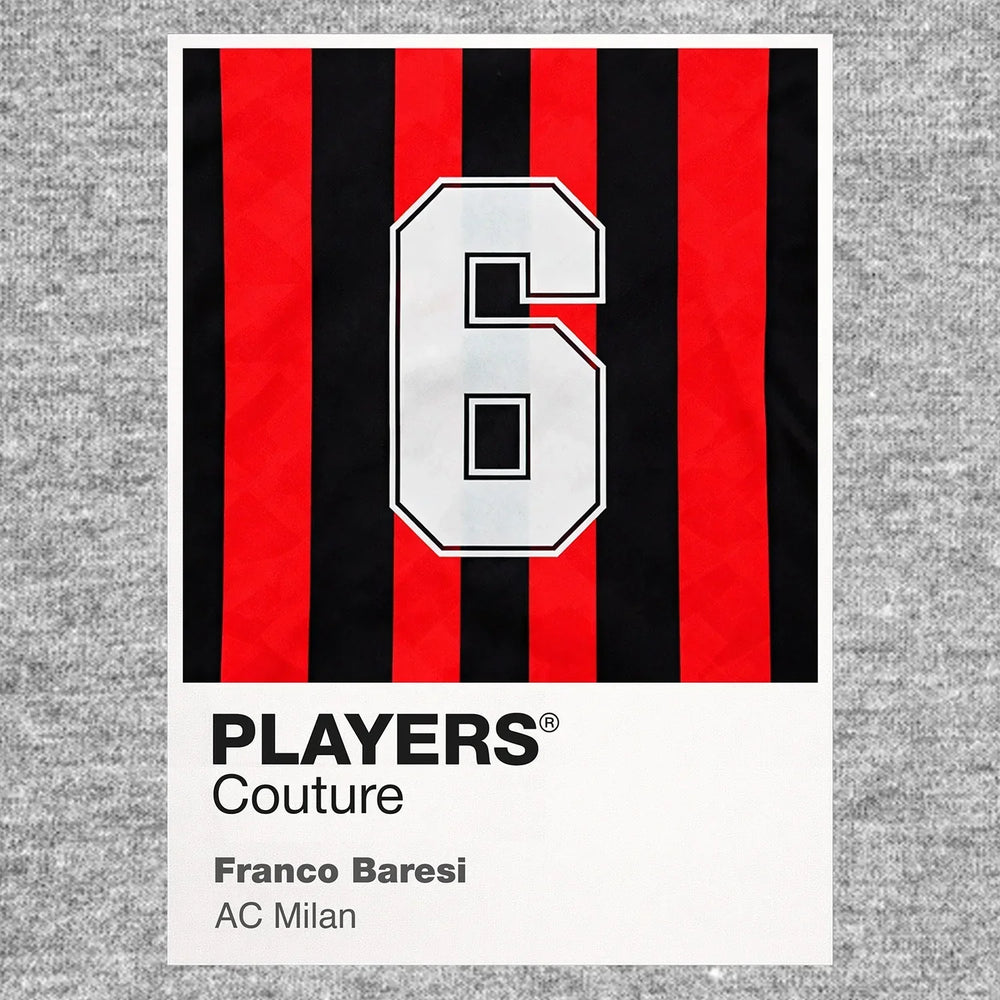 Franco Baresi 6 Football Shirt Frame Men's Hoodie – grey close-up detail shot of the Franco Baresi 6 Football Players