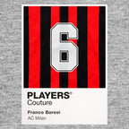 Franco Baresi 6 Football Shirt Frame Men's Hoodie – grey close-up detail shot of the Franco Baresi 6 Football Players