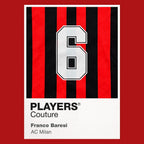 Franco Baresi 6 Football Shirt Frame Men's Hoodie – red close-up detail shot of the Franco Baresi 6 Football Players Couture