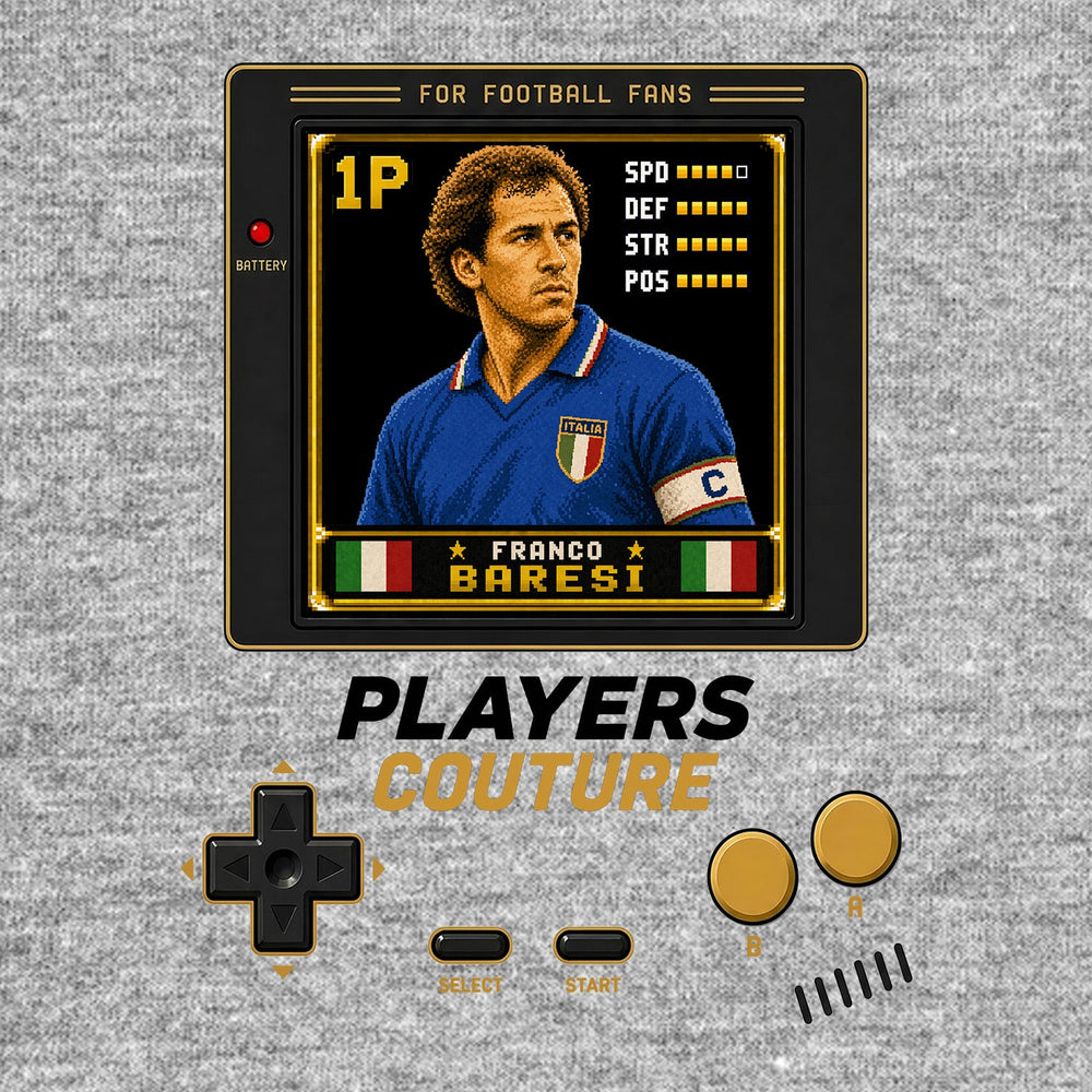 Franco Baresi 1P 8-Bit t-shirt retro gaming design by Players Couture