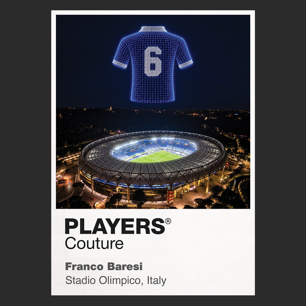 Franco Baresi Italy number 6 Icons in Lights Frame artwork in black