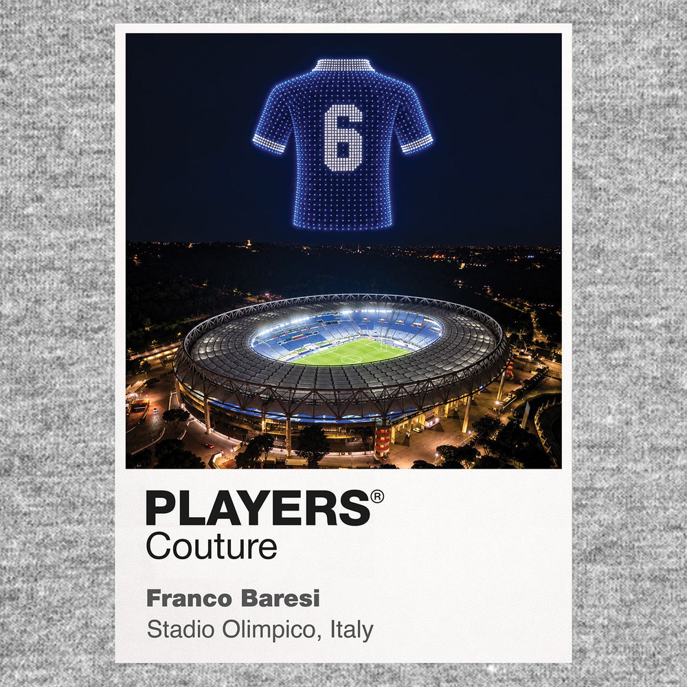 Franco Baresi Italy number 6 Icons in Lights Frame artwork in grey