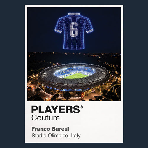 Franco Baresi Italy number 6 Icons in Lights Frame artwork in navy