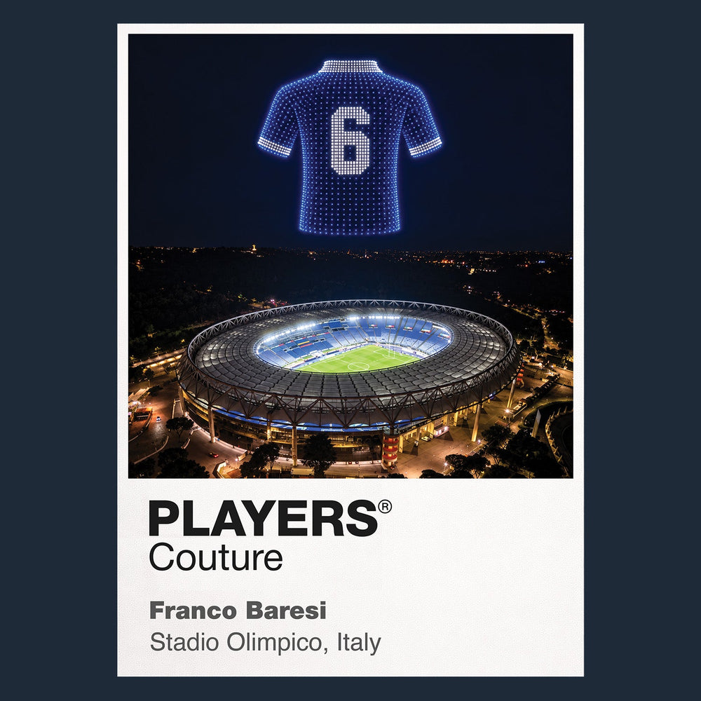 Franco Baresi Italy number 6 Icons in Lights Frame artwork in navy