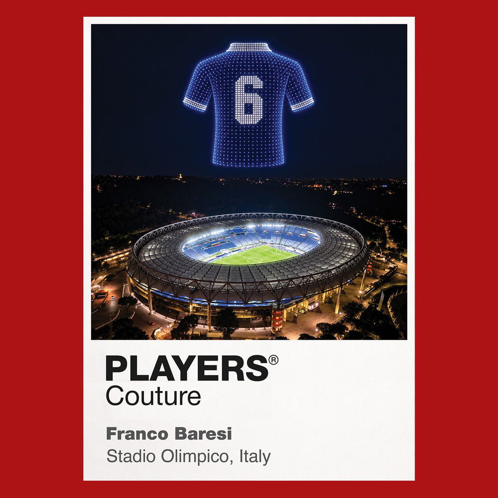 Franco Baresi Italy number 6 Icons in Lights Frame artwork in red