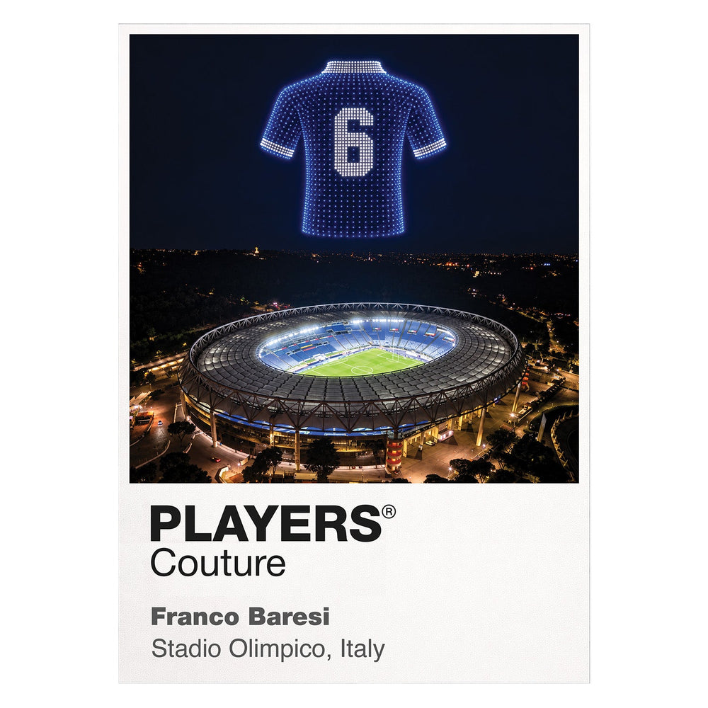 Franco Baresi Italy number 6 Icons in Lights Frame artwork in white