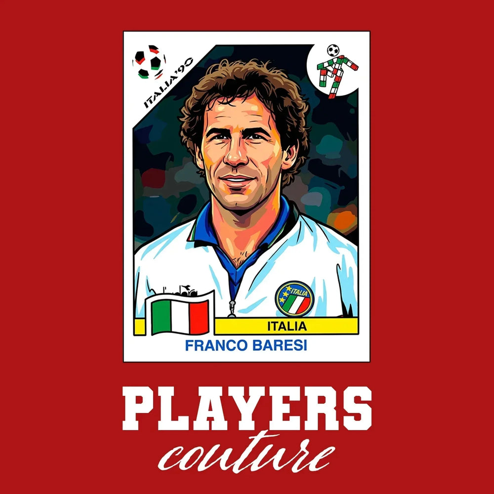 Franco Baresi World Cup Sticker Kids T-Shirt – franco baresi red Players Couture design