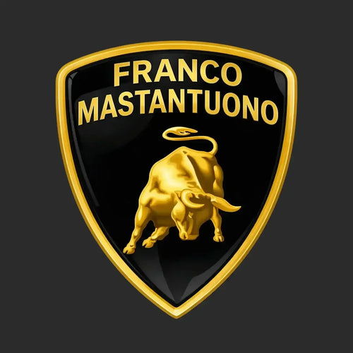 Franco Mastantuono Logo Men's T-Shirt – black close-up detail shot of the Franco Mastantuono Players Couture logo design