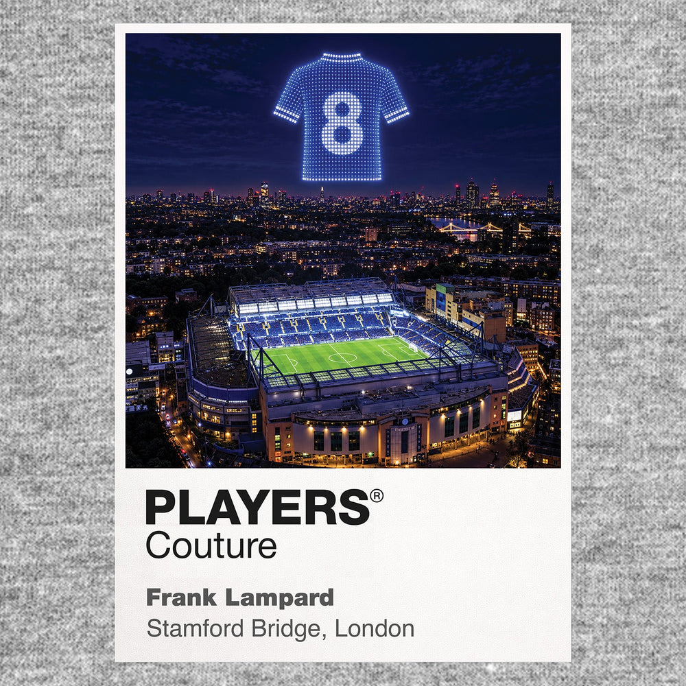 Frank Lampard Chelsea number 8 Icons in Lights Frame artwork in grey