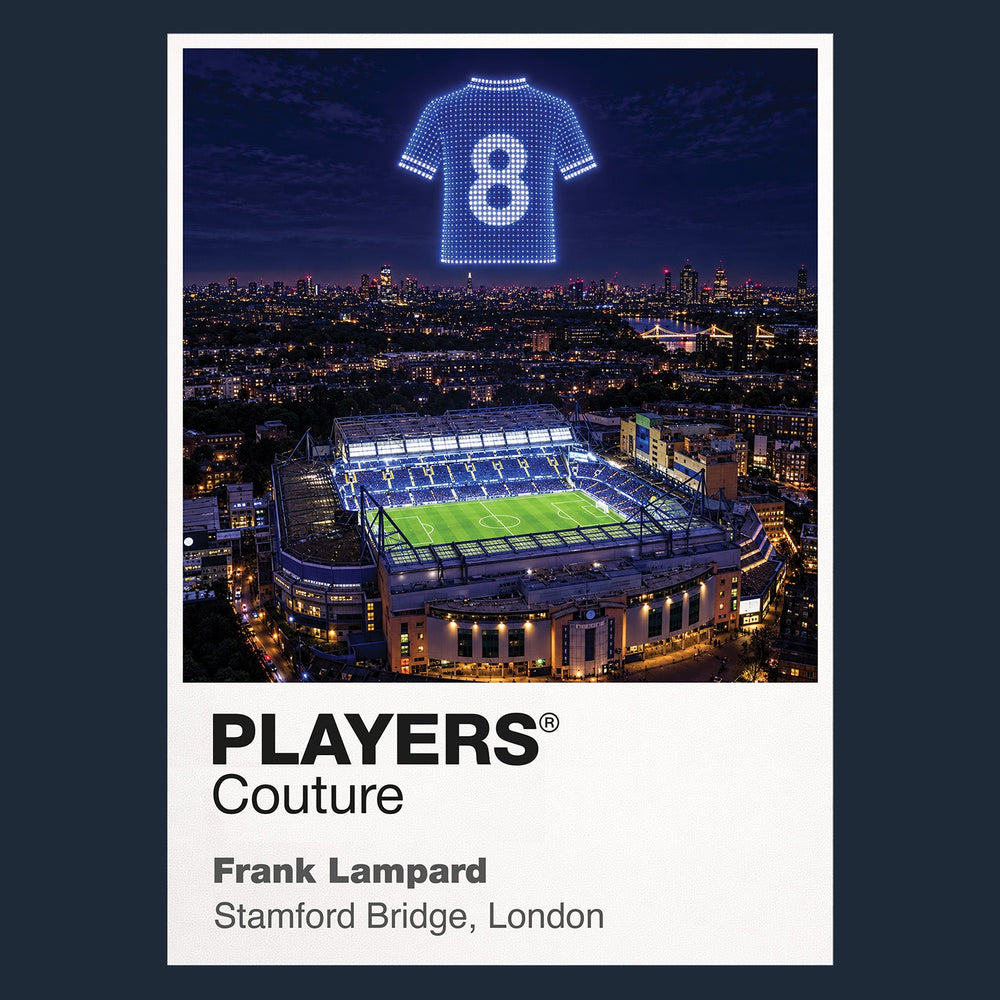 Frank Lampard Chelsea number 8 Icons in Lights Frame artwork in navy