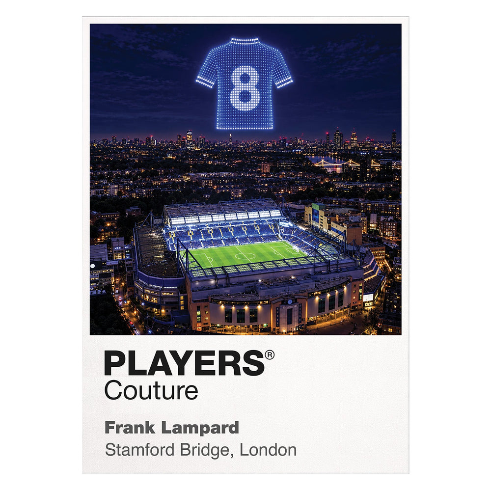 Frank Lampard Chelsea number 8 Icons in Lights Frame artwork in white