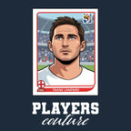 Frank Lampard World Cup Sticker Men's T-Shirt – navy close-up detail shot of the Frank Lampard World Cup Players Couture