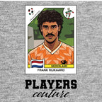 Frank Rijkaard World Cup Sticker Men's T-Shirt – grey close-up detail shot of the Frank Rijkaard World Cup Players Couture