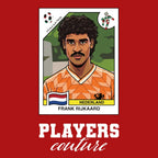 Frank Rijkaard World Cup Sticker Men's T-Shirt – red close-up detail shot of the Frank Rijkaard World Cup Players Couture