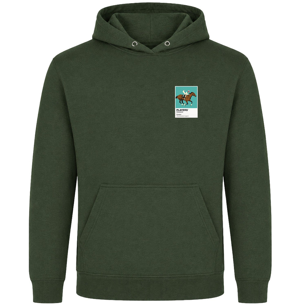 Frankel horse racing hoodie – mens earthy green hoodie view