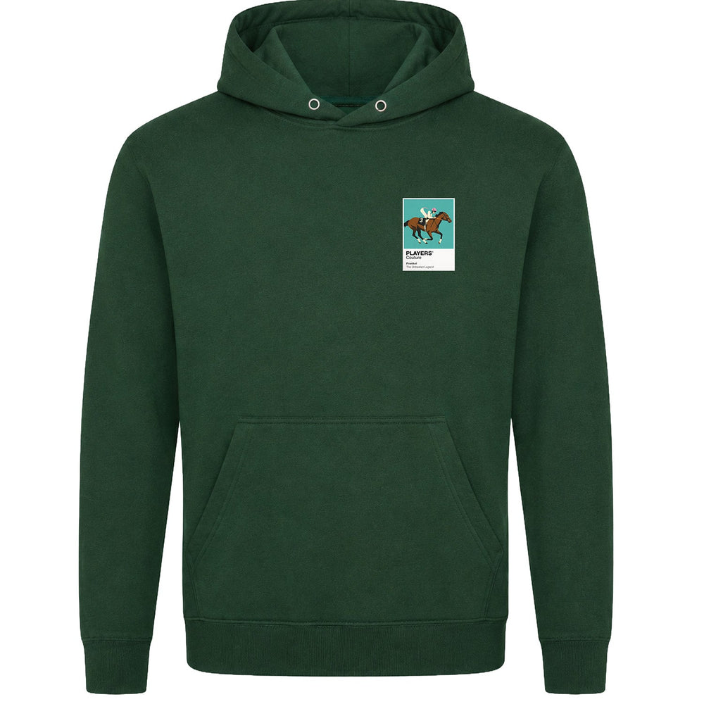 Frankel horse racing hoodie – mens forest green hoodie view