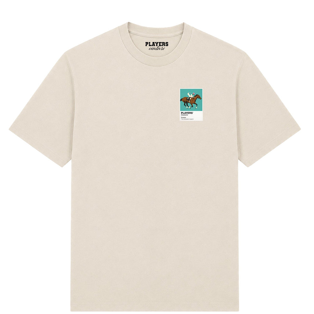 Frankel horse racing T-shirt – mens stone tshirt view
