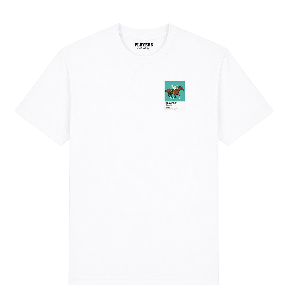 Frankel horse racing T-shirt – mens white tshirt view