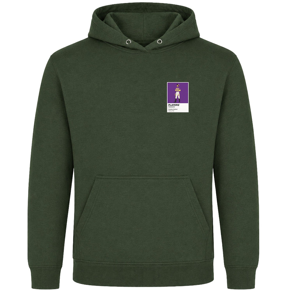 Frankie Dettori horse racing hoodie – mens earthy green hoodie view