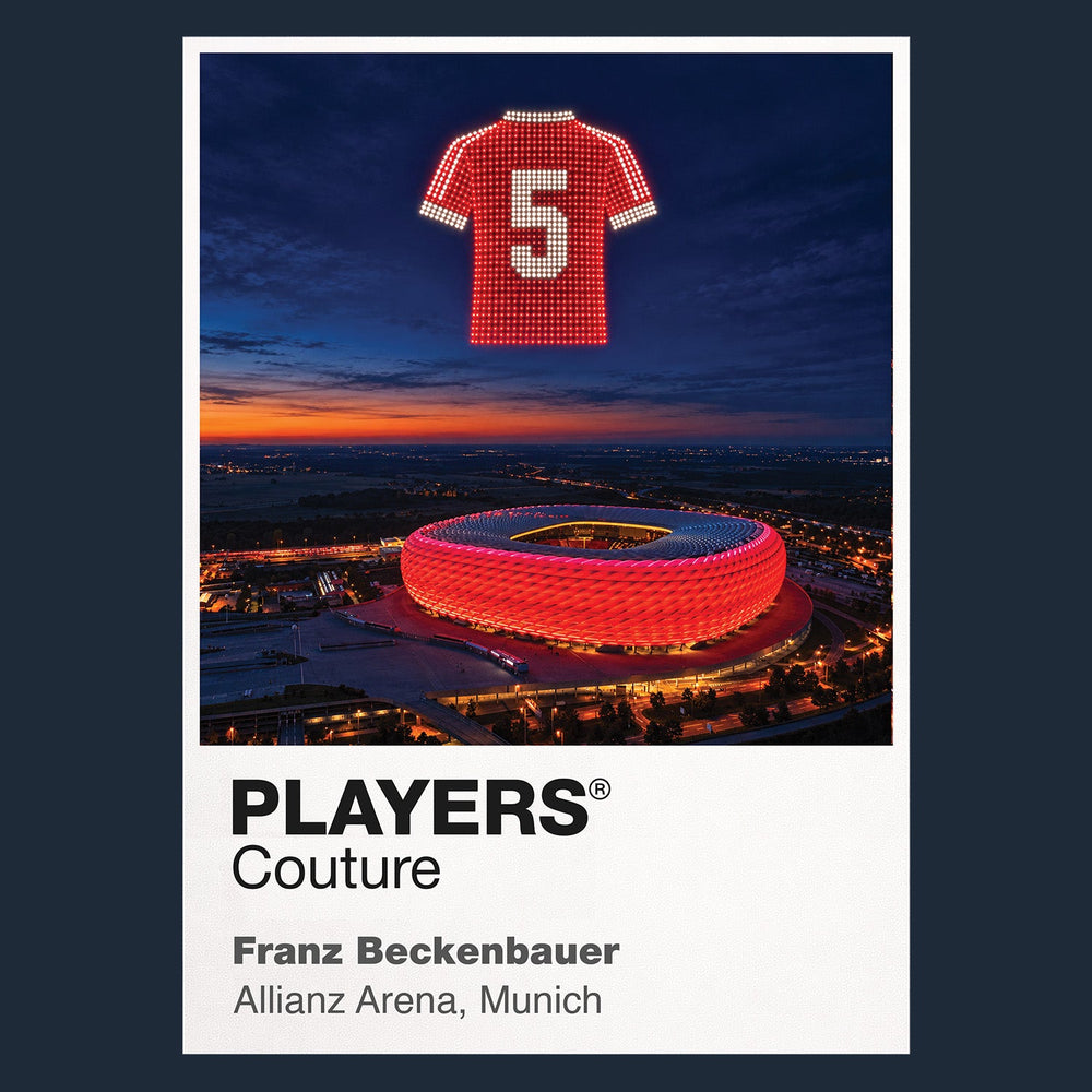Franz Beckenbauer Bayern Munich number 5 Icons in Lights Frame artwork in navy