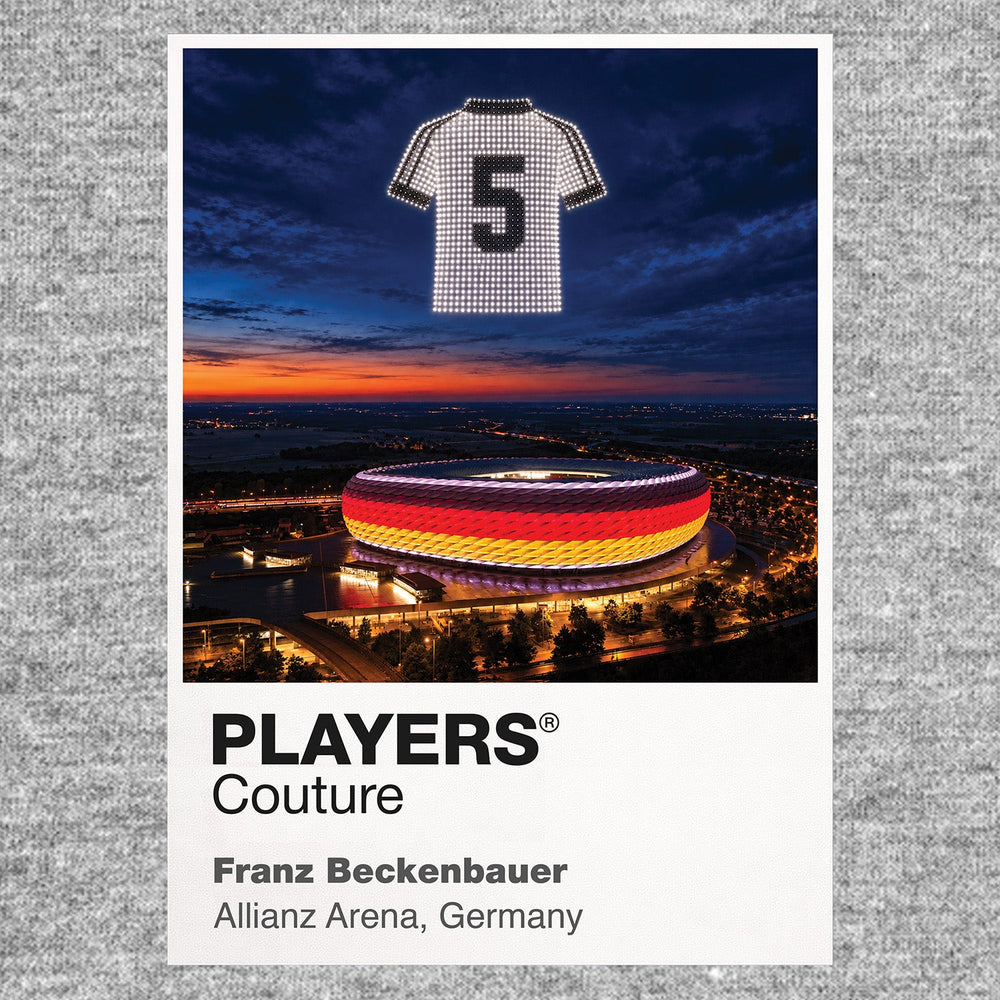 Franz Beckenbauer Germany number 5 Icons in Lights Frame artwork in grey